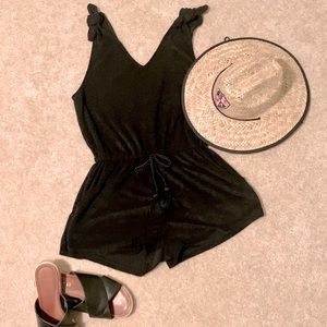 Black Terrycloth beach cover up romper